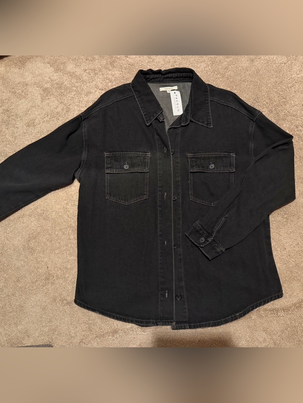 Pacsun Black Denim Shirt Jacket with Chest Pockets M/L NWT